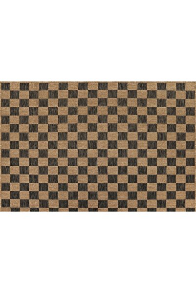 Vivense PERA HALI KAHVE VE SİYAH DAMA DESENLİ SİSAL TARZI HALI FM04BL 280X365 CM