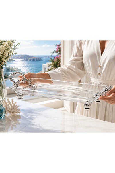 Buldem Presentation Tray with Silver Feet and Handles – Stylish Decorative Se...