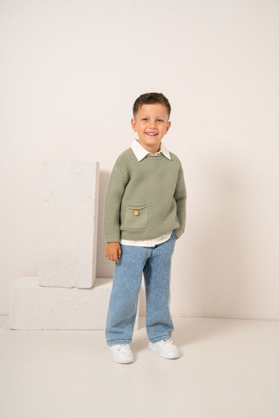 JNF kids Baby Boy & Child Knitwear Sweater, Shirt and Pants 3-Piece Set