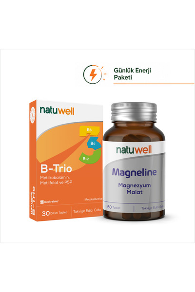 Natuwell B-Trio 30 Dilaltı Tablet ve Magneline Magnezyum Malat 60 Tablet