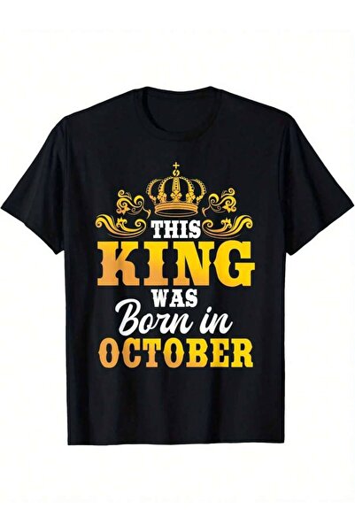 29CUN Men's Birthday King T-Shirt - Born Golden Accent Print, Plus Size 0XL-5...