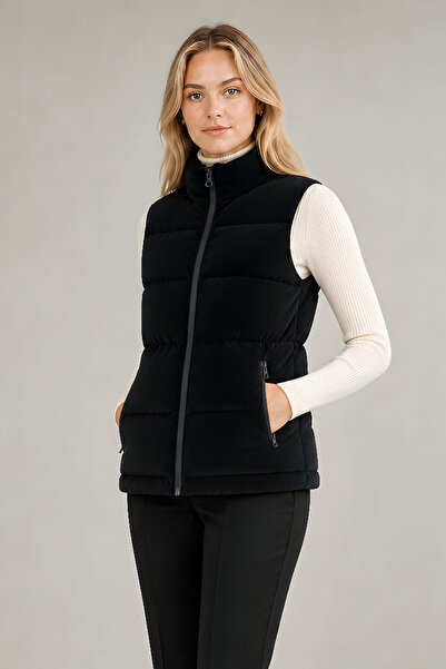 Montland Women's Black Nova Fabric Stand Collar Waterproof Zippered Inflatabl...