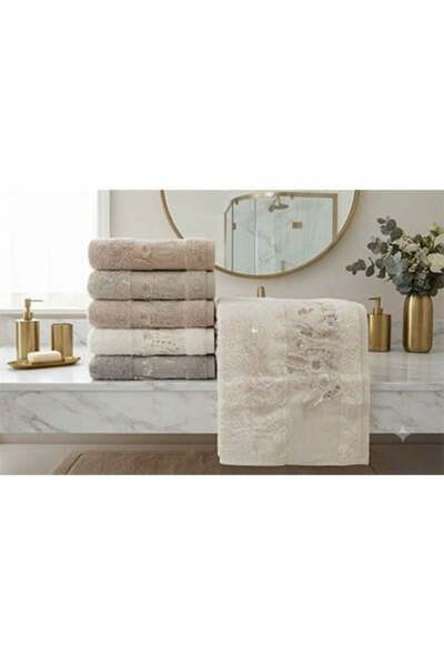 Pupilla Bamboo Embroidered Towel 6 Pieces 50*90 Karla Yaprak