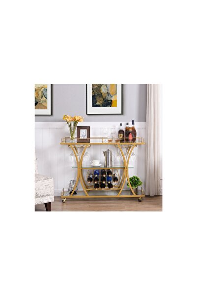 Vivense ZAİRA GOLD METAL CAM SERVİS ARABASI