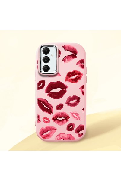 Hontinga Samsung Galaxy M14 Compatible Case Camera Protective Black Kiss Patt...
