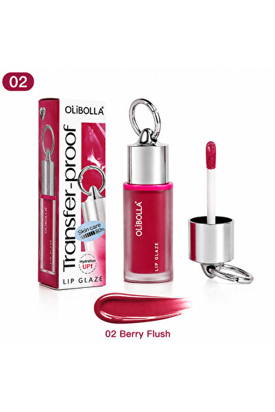 OLİBOLLA Lip Glaze – Transfer-Proof Moisturizing Gloss with Keychain, Shiny E...