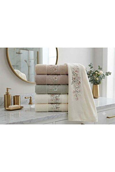 Pupilla Combed Cotton Embroidered Towel 6 Pieces 50*90 Sonya Gül