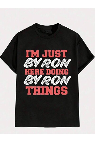 25W تي شيرت رجالي بطباعة "I'm Just Byron Doing Things" مقاس كبير |   ناعم وقا...