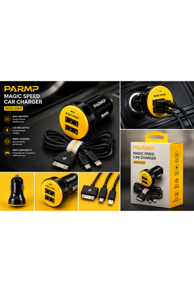 Taimi شاحن سيارة سريع من PARMP طراز DCDU-07CP، شاحن سيارة USB مزدوج سريع مع ك...