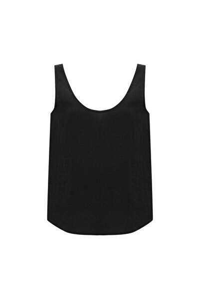Beauty Omelette Black Linen U-Neck Undershirt