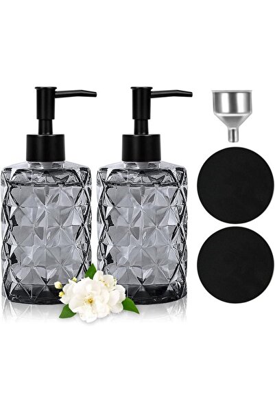 Morvena Picks Dozator de sapun negru, tip pompa, sticla transparenta in forma...