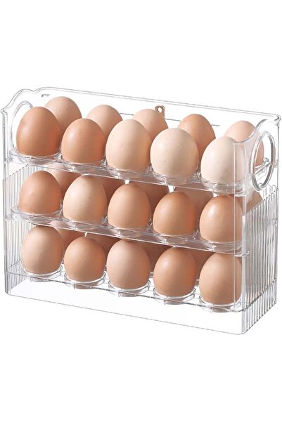 GENERAL ALMEKAQUZ Egg Holder for Fridge, 3 Tiers Egg Organizer, Automatic Reb...
