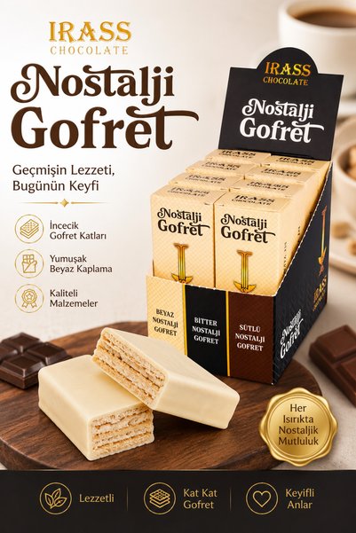 İrass Chocolate Nostalji Gofret Fındık Kremalı Çıtır Beyaz Gofret 8'li Paket ...