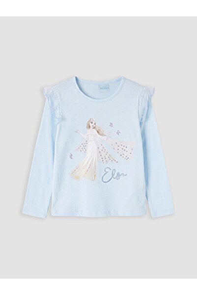 LC Waikiki Lcw Kids Blue Crew Neck Frozen Printed Girls' T-Shirt