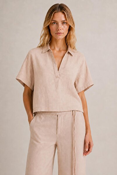 ALEXANDERGARDI Linen Polo Neck Blouse