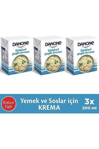 Danone 200 ml x3 Bitkisel Yağlı Kremsos Yemek ve Soslar İçin Pratik Vegan Krema