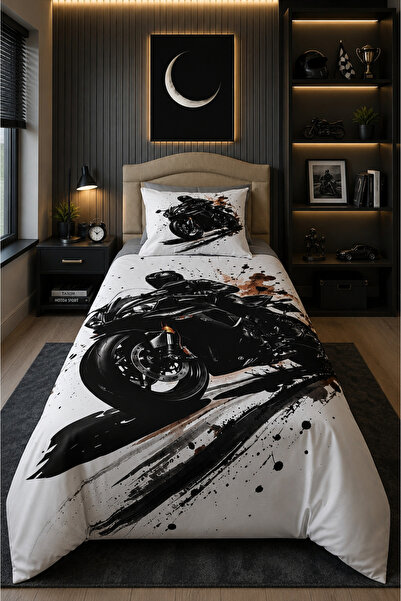 AYBERK HOME TEXTİLE Kara Şi̇mşek 5D Digital Printed Cotton Single Duvet Cover...