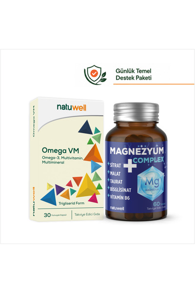Natuwell Omega Vm 30 Yumuşak Kapsül ve Magnezyum Complex 60 Tablet