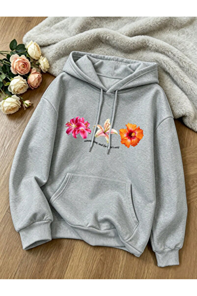 Revasser Unisex Kadın/Erkek EASY Kedi Baskılı Özel Tasarım Oversize Pamuklu K...