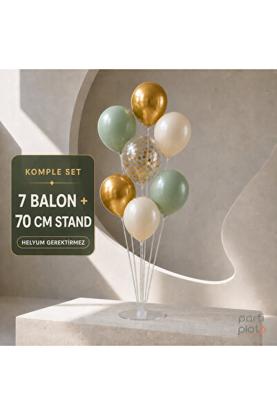Parti Plato 7-Piece 70 cm Balloon Stand Set with 7 Balloons Eucalyptus Sea Sa...
