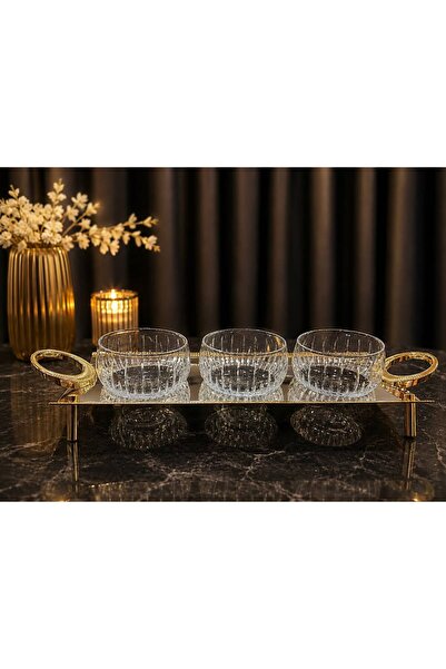 isra kristal Kristal Gold 3-Piece Bowl Set – Luxury Presentation and Serving ...
