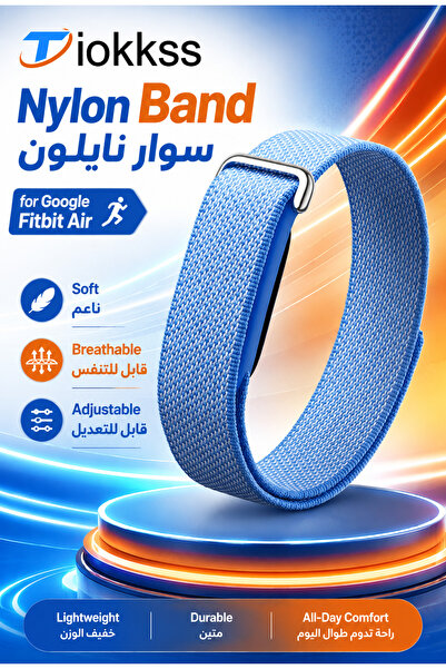 Tiokkss حزام نايلون متوافق مع جوجل فيتبيت إير، حزام معصم رياضي ناعم قابل للتع...
