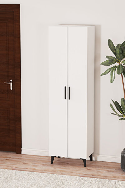 Alesta Life 2 Kapaklı 8 Raflı Ayakkabılık Çok Amaçlı Dolap Beyaz