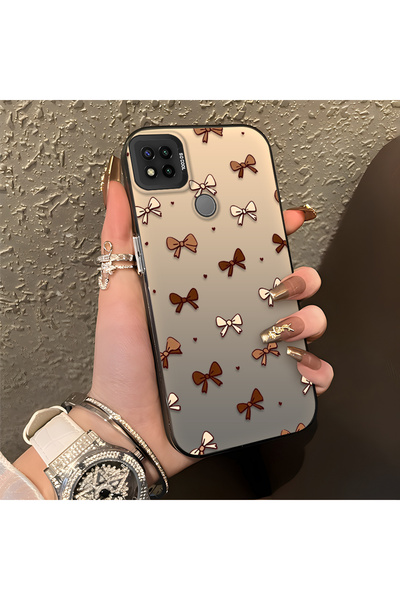 quırkshıeld Redmi 9C/10A Uyumlu Kahverengi Tonlu Kurdele Desenli Telefon Kılı...