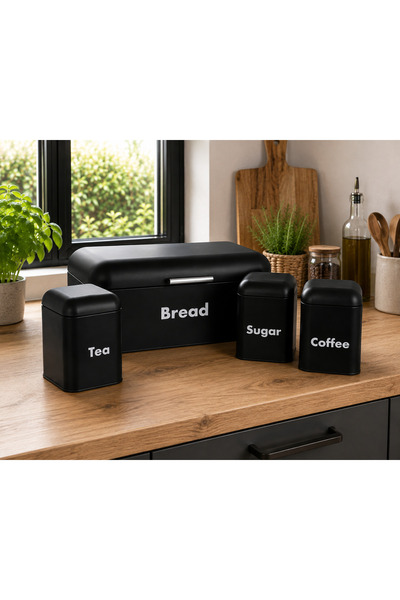 Generic Brand Σετ Μεταλλικά Δοχεία Κουζίνας 4 Τεμαχίων