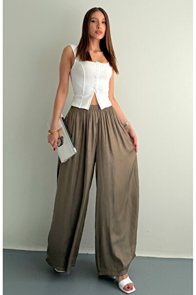 My Blog Khaki Satin Trousers - 261054