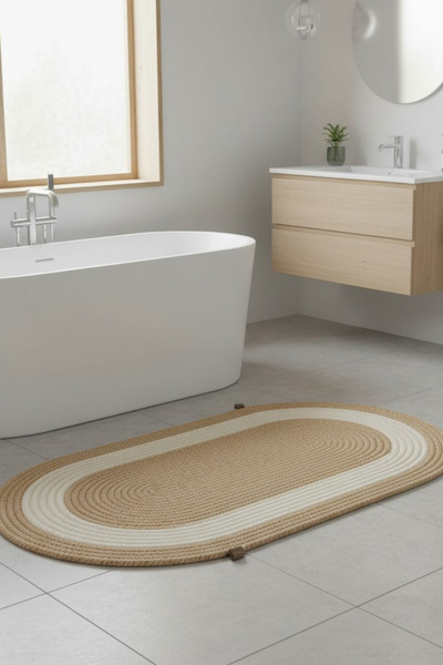 Comfort Craft Ριγέ οβάλ χαλάκι μπάνιου |   Πλενόμενο μοντέρνο χαλάκι δαπέδου ...