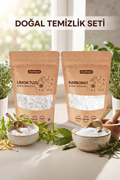 DozNest Doğal Temizlik Seti: Karbonat 1 Kg ve Limon Tuzu 1 Kg