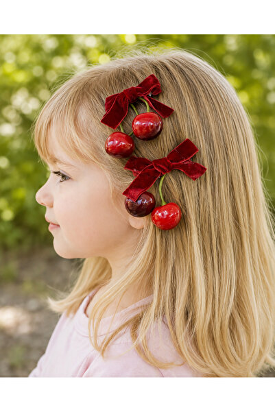cityvision 2-Piece Cherry Figured Red Velvet Bow Side Buckle
