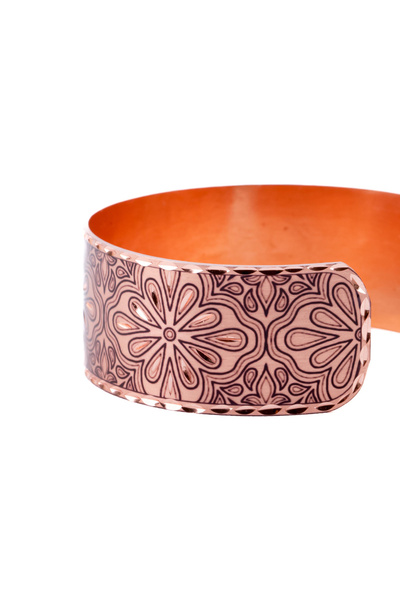 Zeynep Büyükbay Flower Patterned Shiny Copper Bracelet (Adjustable)