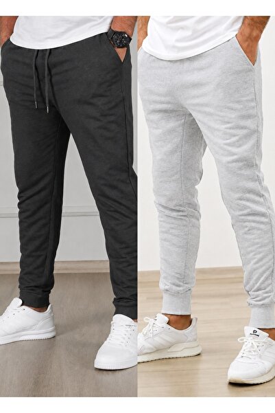 TORUK MAKTO Set of 2 Unisex Ribbed Leg Sweatpants Jogger Comfortable Fit Dail...