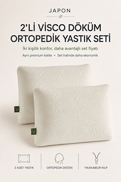 Sawinno Japon 2’li Visco Döküm Ortopedik Yastık Seti – Cilt Dostu, Çıkarılabi...