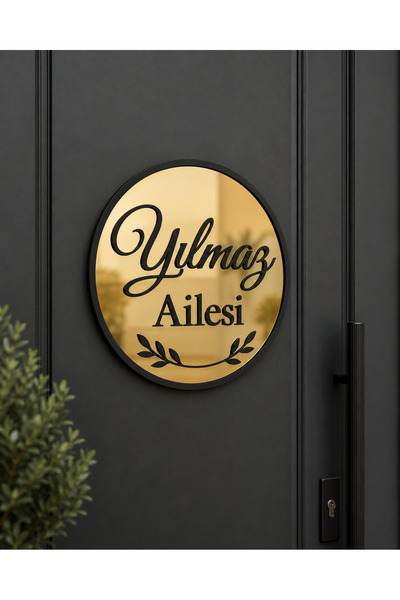MORPELA Modern şık ve zrif kapı süsü Gold pleksi detaylı kişiye özel yazılabilir