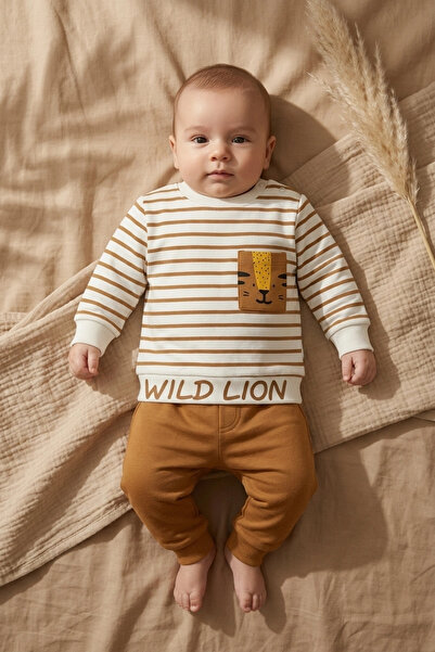 Babydonat Wild Lion Striped 2-Piece Baby Boy Set - 100% Cotton Modern Safari ...