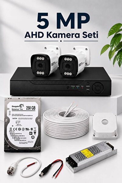 BESTCAM 2 Kameralı 5 Mega Piksel ULTRA HD Gece Görüşlü Güvenlik Kamera Seti 2...