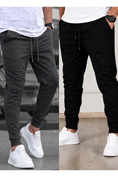 TORUK MAKTO Set of 2 Unisex Ribbed Leg Sweatpants Jogger Comfortable Fit Dail...