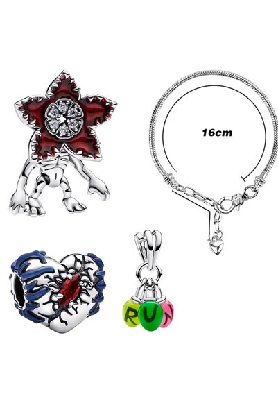 Choice9 Bagged 4PCS 2026 Trendy Red Monster Flower Charm Bracelet 925 Sterlin...