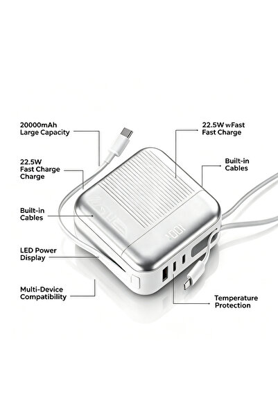EYAD High quality portable power bank, supports 22.5W fast charging output, 2...