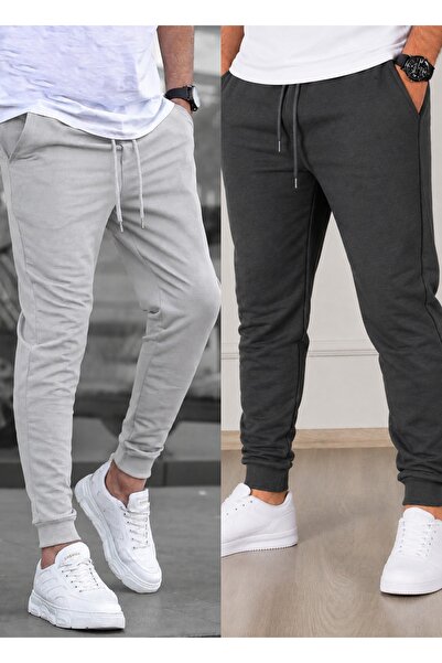 TORUK MAKTO Set of 2 Unisex Ribbed Leg Sweatpants Jogger Comfortable Fit Dail...