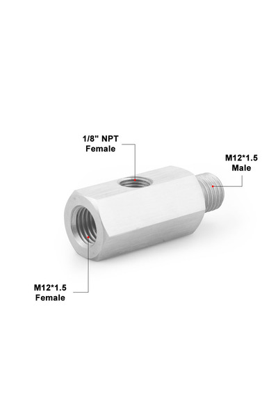 Choice M12x1.5 Stainless Steel Side Holes 1/8"NPT Female To M12 M10 M14 1/8NP...