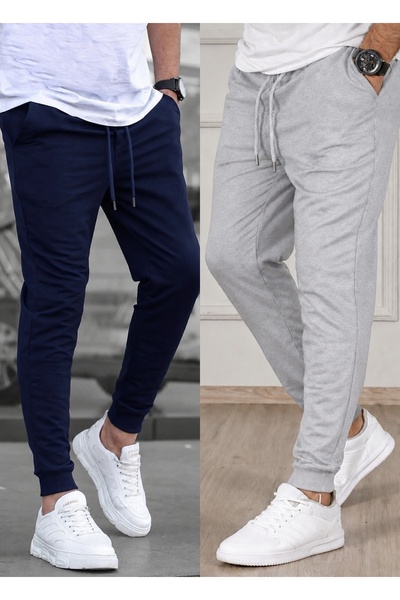 TORUK MAKTO Set of 2 Unisex Ribbed Leg Sweatpants Jogger Comfortable Fit Dail...