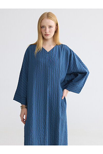 LC Waikiki V Neck Striped Oversize Dress