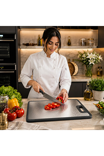 Dania Stainless Steel Cutting Board with Handle Hole Multi-Size 36X24 cm - Si...