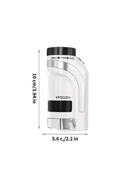 Choice Silver Kids Pocket Microscope 50x-300x Magnification with LED Light, P...