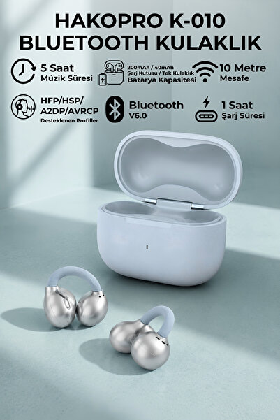 hakopro V6.0 Bluetooth, Kablosuz, Mikrofonlu Ergonomik Gövdeli Kulak İçi Kula...