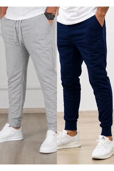 TORUK MAKTO Set of 2 Unisex Ribbed Leg Sweatpants Jogger Comfortable Fit Dail...